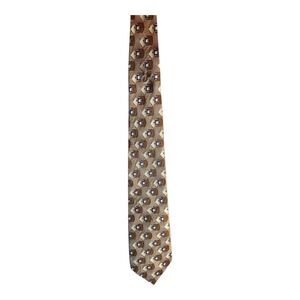 Bijoux Terners Mens Silk Geometric Pattern Necktie Brown Blue‎ White